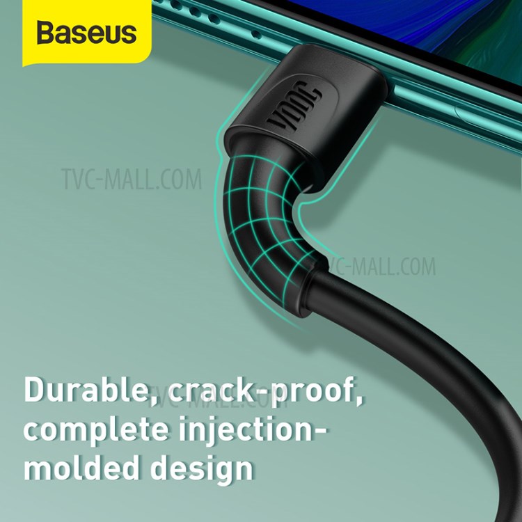 BASEUS Vooc Piscar Carregamento Cabo USB Para O Tipo C-5A 1m Rápido Carregamento Cordão - Branco-6