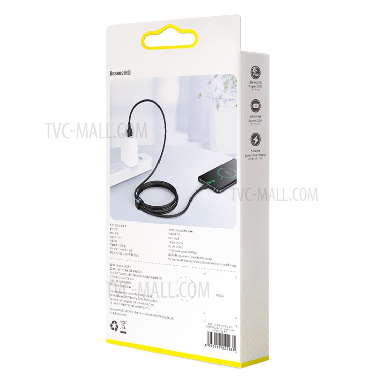 BASEUS Blanco Serie VOOC Carga Del Flash Del USB De Tipo C-5A Cable De Datos, 2m - Negro-13