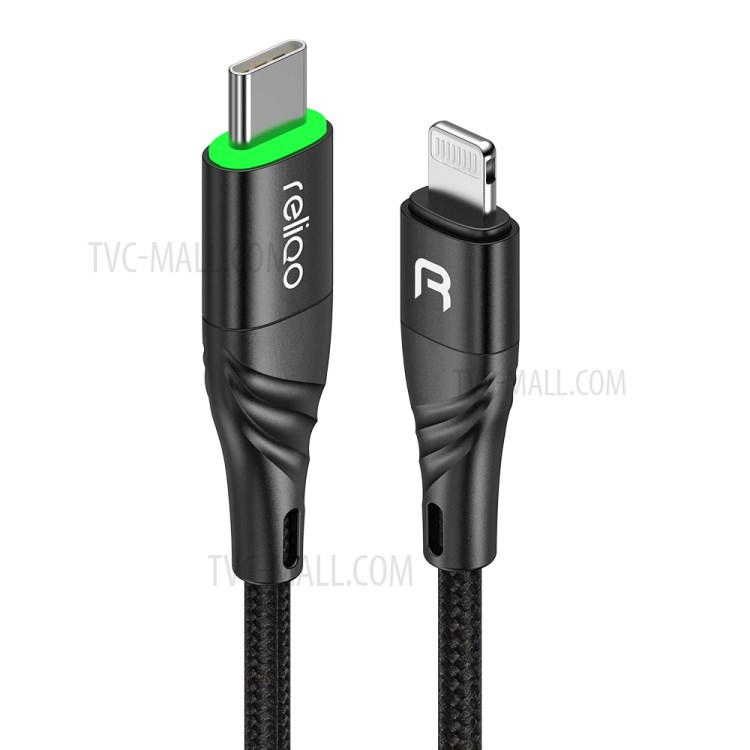 RELIQO 1.2M USB-C Mâle À Câble De Charge Foudre Certifié Mfi 8pin PD Mâle Déconnexion Automatique Intelligent Pour IPod IPhone IPad-1