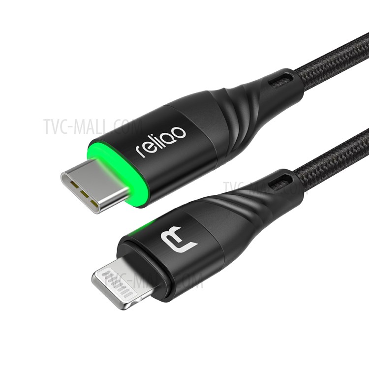 RELIQO 1.2M USB-C Mâle À Câble De Charge Foudre Certifié Mfi 8pin PD Mâle Déconnexion Automatique Intelligent Pour IPod IPhone IPad-3