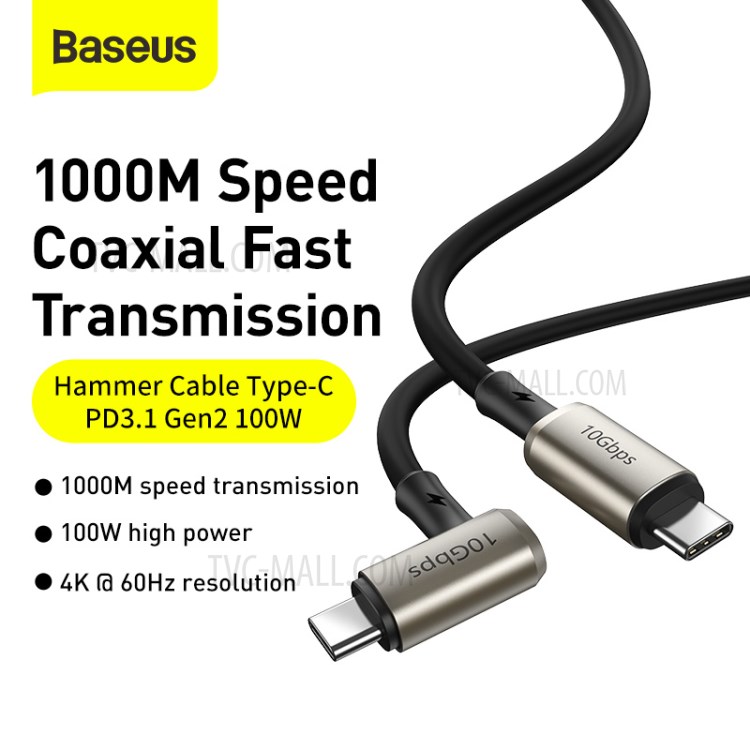 BASEUS Hammer Cable Type-C PD3.1 Gen2 100W(20V/5A), 1.5m-2