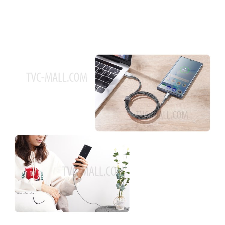 PRO 2pcs DUX DUCIS K-II / Упаковка (1m + 2m) Тип-с Кабелем USB-A На USB-C Быстрого Зарядного Устройство Нейлона Плетеного Шнура - Черный-9