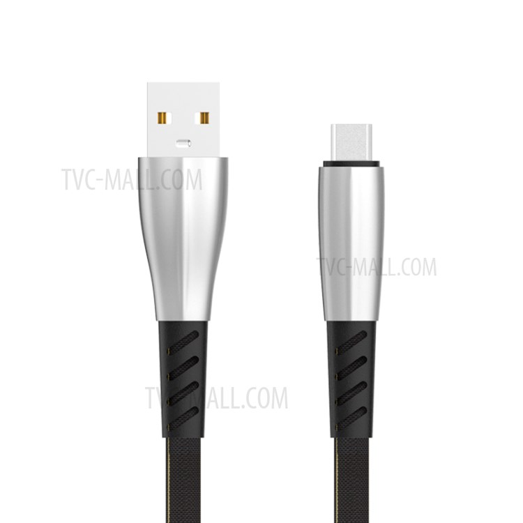 KIVEE 1M Flat Noodle Type-C USB Data Sync Charging Cable for Samsung Huawei Xiaomi - Black-1