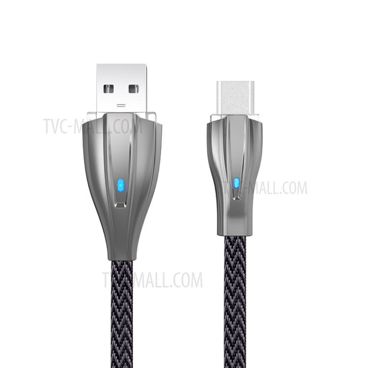 KIVEE KV-CB021B-1C USB to Type-C Nylon Braided Charging Cable 5A 1.2M Fast Charging Line - Black-1