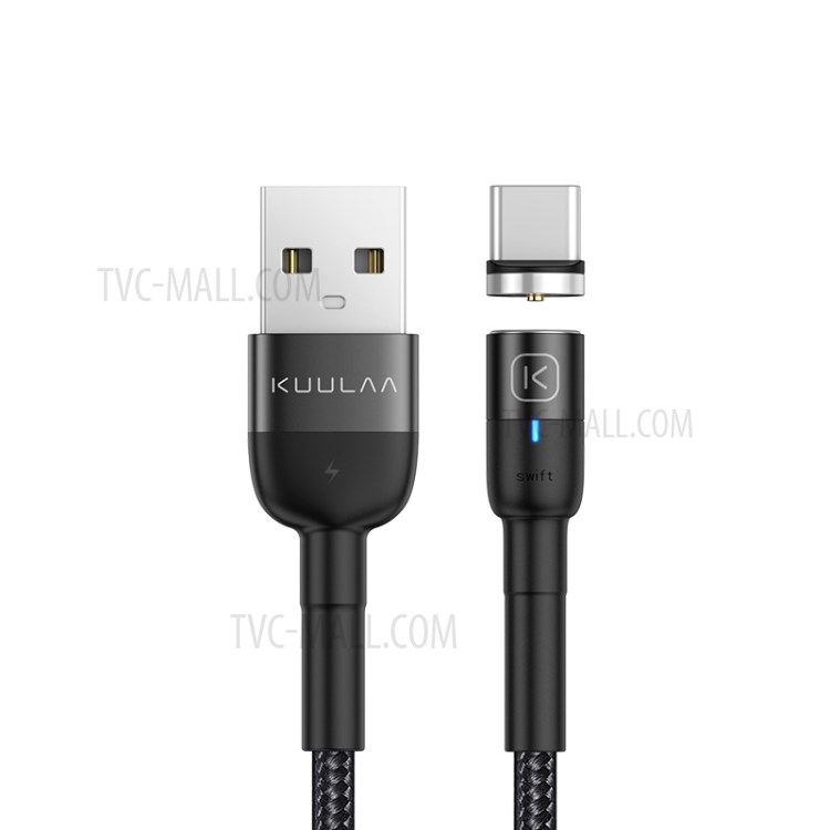 KUULAA KL-X23 2.4A Fast Charging USB to Type C Magnetic Charging Cable Nylon Braided Cord 2M - Black-1