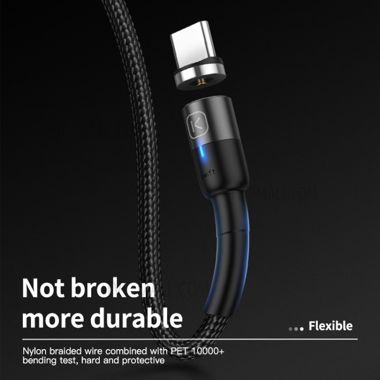 KUULAA KL-X23 2.4A Fast Charging USB to Type C Magnetic Charging Cable Nylon Braided Cord 2M - Black-2