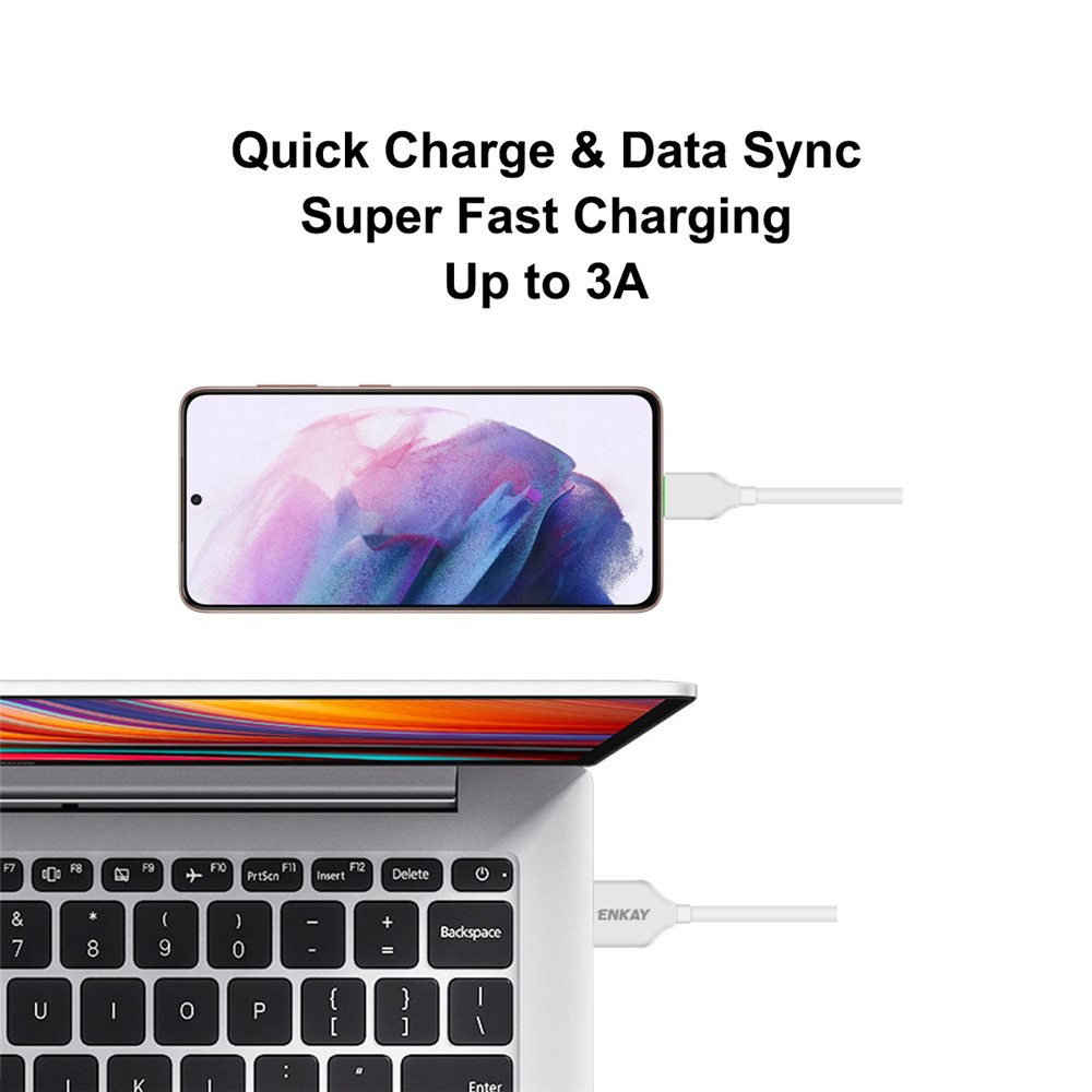 ENKAY ENK-CB106 1m USB 2.0 to Type-C 3A TPE Fast Charging Data Cable Cord for Mobile Phone Tablet-3