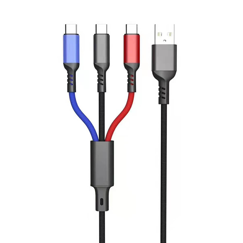 LETANG LT-ET-06 3-in-1 USB to Micro USB/Lightning/Type C 5A Fast Charging Cable 1.2m-1