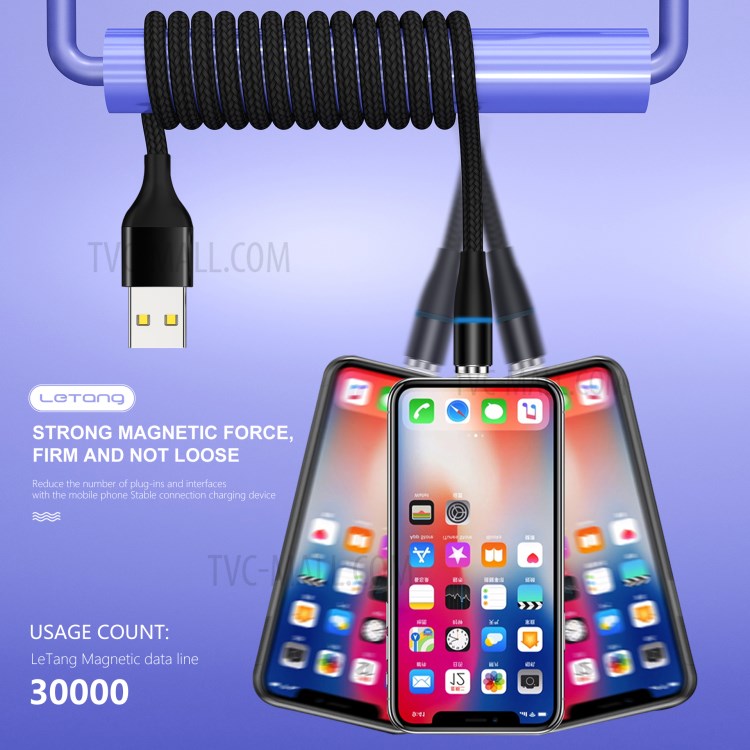 LETANG LT-TPC-23 3A Fast Charging Magnetic Type C Nylon Braided Data Cable 1m-3