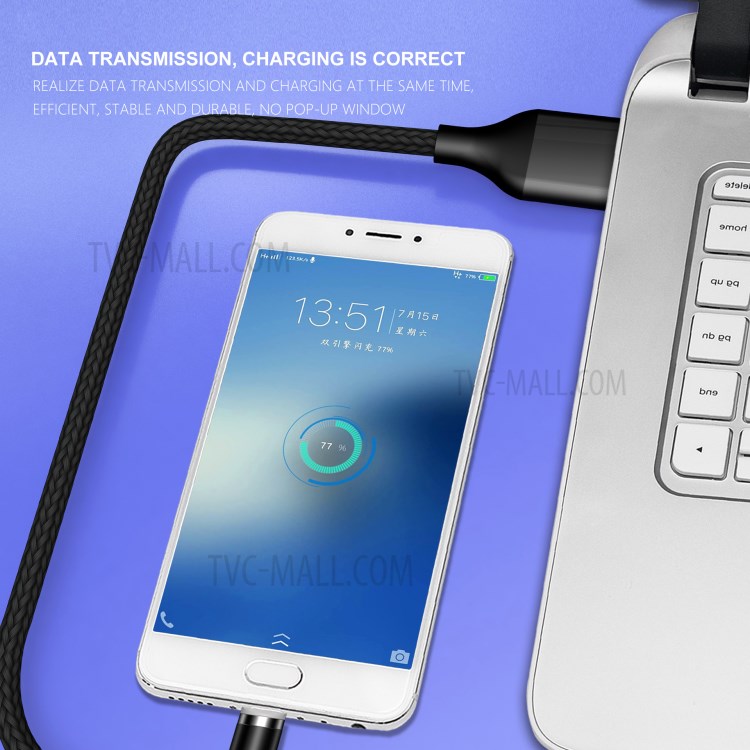LETANG LT-TPC-23 3A Fast Charging Magnetic Type C Nylon Braided Data Cable 1m-5
