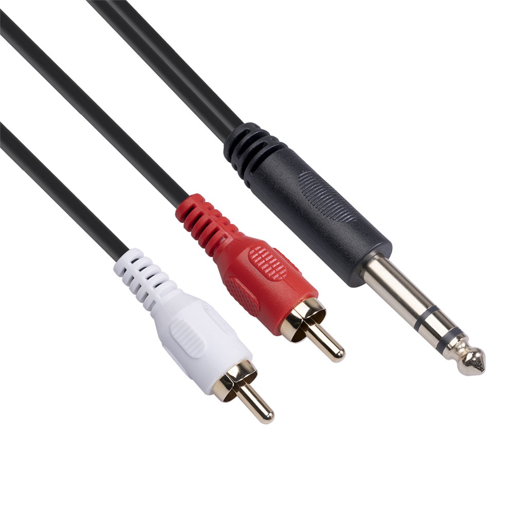 6.35mm Male to Dual RCA Male Stereo Audio Adapter Y Splitter Cable Cord 1.5m-10