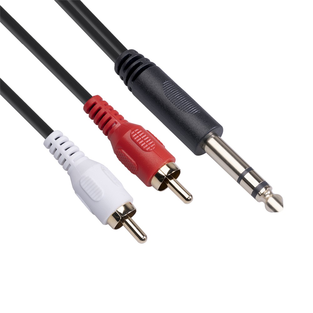 6.35mm Male to Dual RCA Male Stereo Audio Adapter Y Splitter Cable Cord 1.5m-11