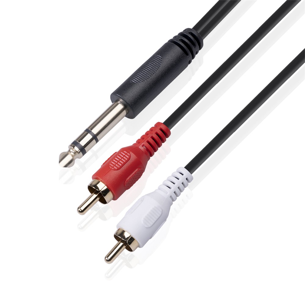 6.35mm Male to Dual RCA Male Stereo Audio Adapter Y Splitter Cable Cord 1.5m-2