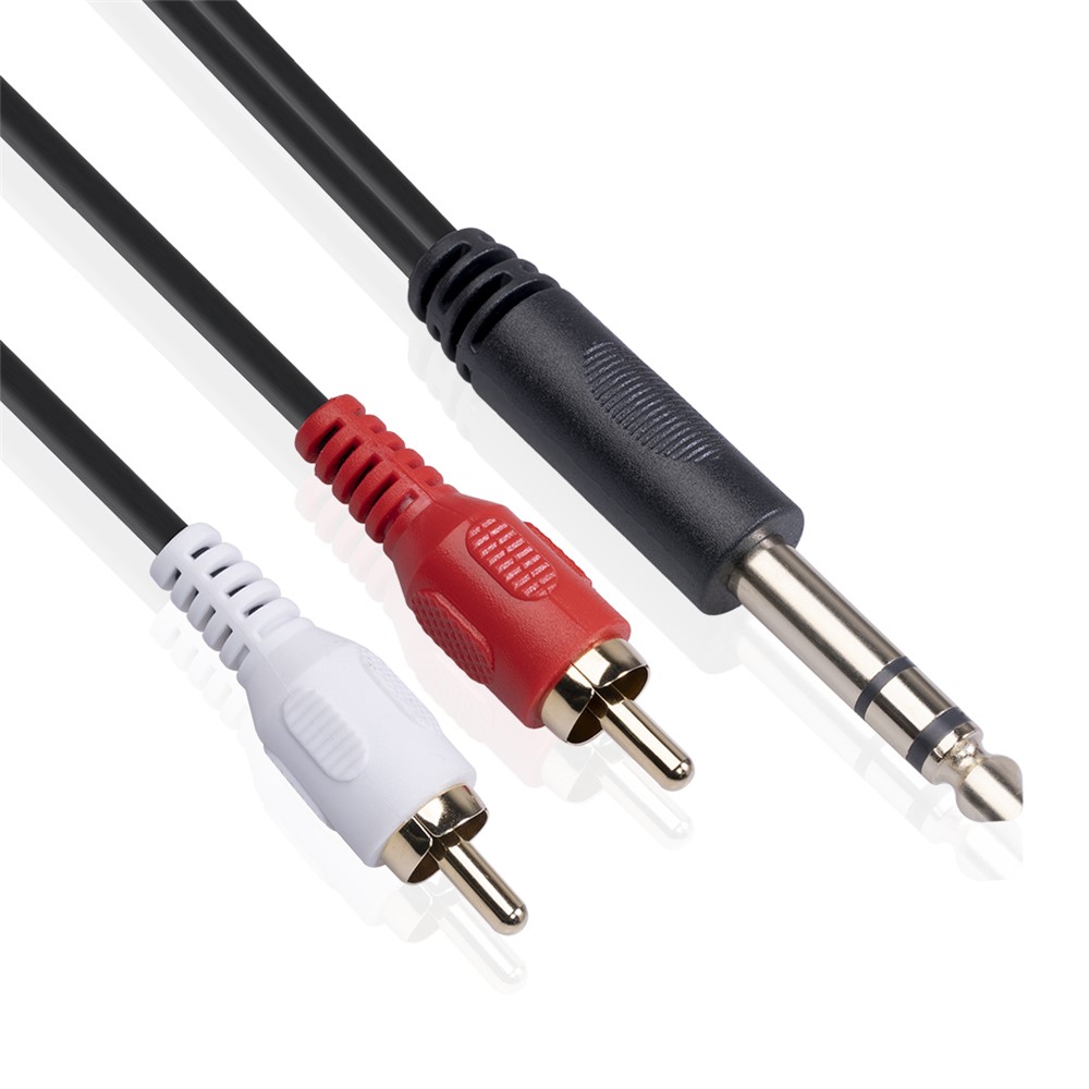 6.35mm Male to Dual RCA Male Stereo Audio Adapter Y Splitter Cable Cord 1.5m-8