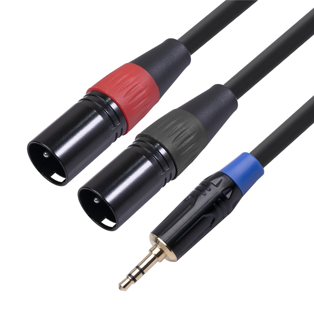 Double XLR Male Y Splitter Cord to 3.5mm Male Mini Headphone Jack Audio Cable 3 Meters-2
