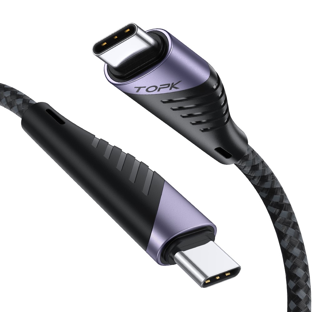 TOPK AP74 PD 65W Fast Charging Cable Type C to Type C Nylon Braided Data Cord, 1M-1