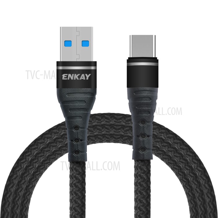 ENKAY ENK-CB108 USB 3.0 to Type-C 3A Fast Charging Cable Data Wire Cord Phone Charger Cables 1m for Samsung - Black-1