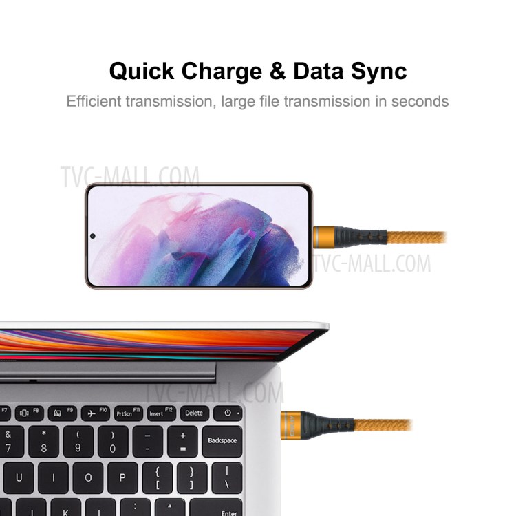 ENKAY ENK-CB108 USB 3.0 to Type-C 3A Fast Charging Cable Data Wire Cord Phone Charger Cables 1m for Samsung - Black-3