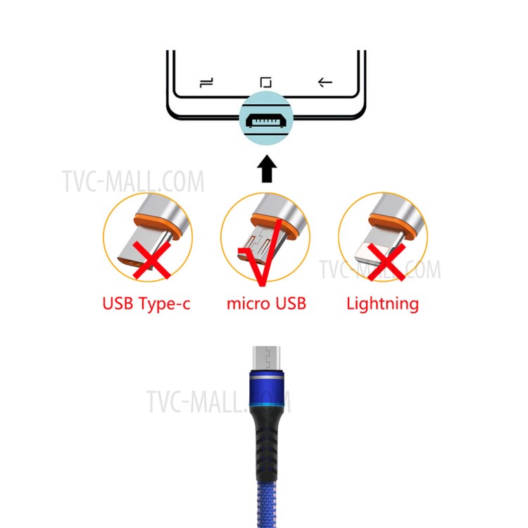 ENKAY ENK-CB307 USB 3.0 to Micro USB 3A Data Charging Cable Nylon Braided Wire Cord 1m with Indicator Light - Blue-4
