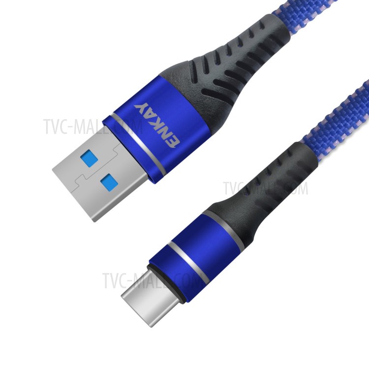 ENKAY ENK-CB107 Luminous Type C USB 3.0 3A Super Charger Data Wire 1m Quick Charge Cable Cord - Blue-2