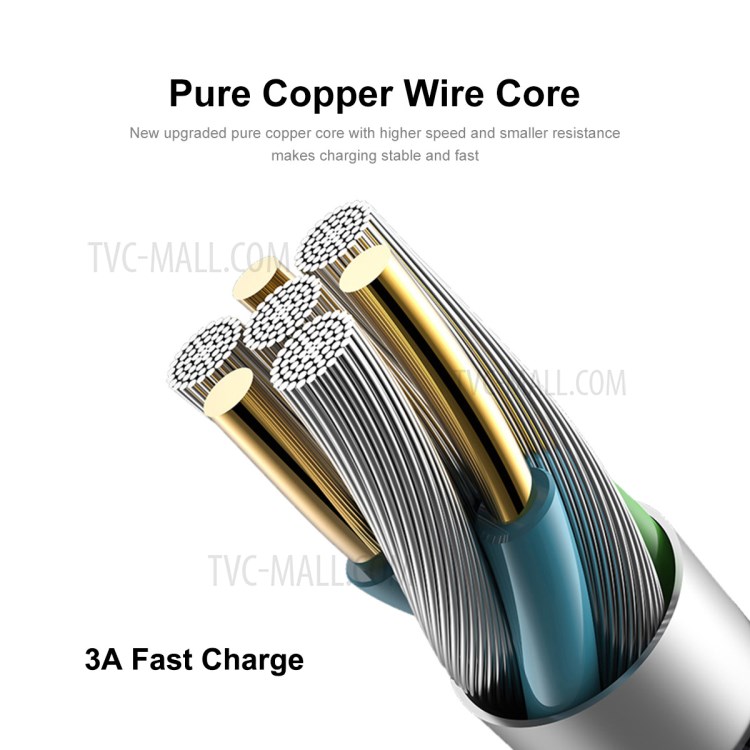 ENKAY ENK-CB107 Luminous Type C USB 3.0 3A Super Charger Data Wire 1m Quick Charge Cable Cord - Blue-5