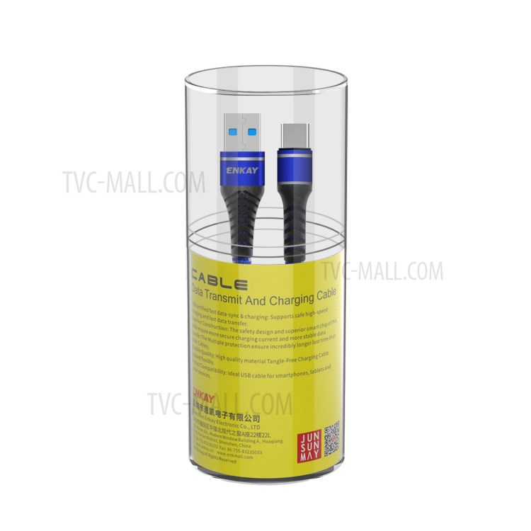 ENKAY ENK-CB107 Luminous Type C USB 3.0 3A Super Charger Data Wire 1m Quick Charge Cable Cord - Blue-8