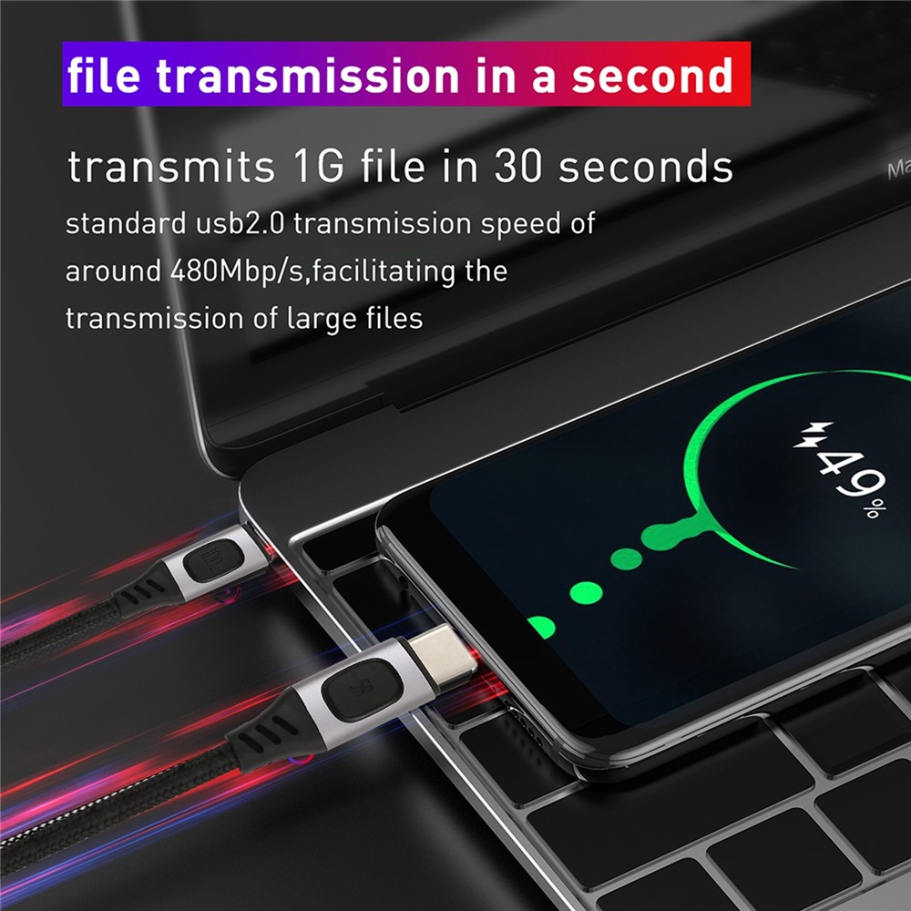 100W 5A Type-C Male to Type-C Male PD Fast Charging Cable 1.5m Braided Data Charge Cord for Huawei-5