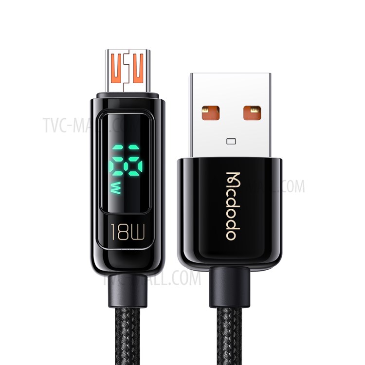 MCDODO MDD CA-748 1.2m Digital Display Micro USB 3A Quick Charger Data Cable Fast Charging Data Cord for Samsung - Black-2