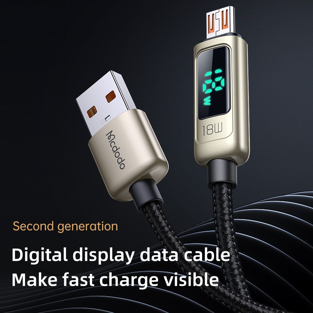 MCDODO MDD CA-748 1.2m Digital Display Micro USB 3A Quick Charger Data Cable Fast Charging Data Cord for Samsung - Silver-3