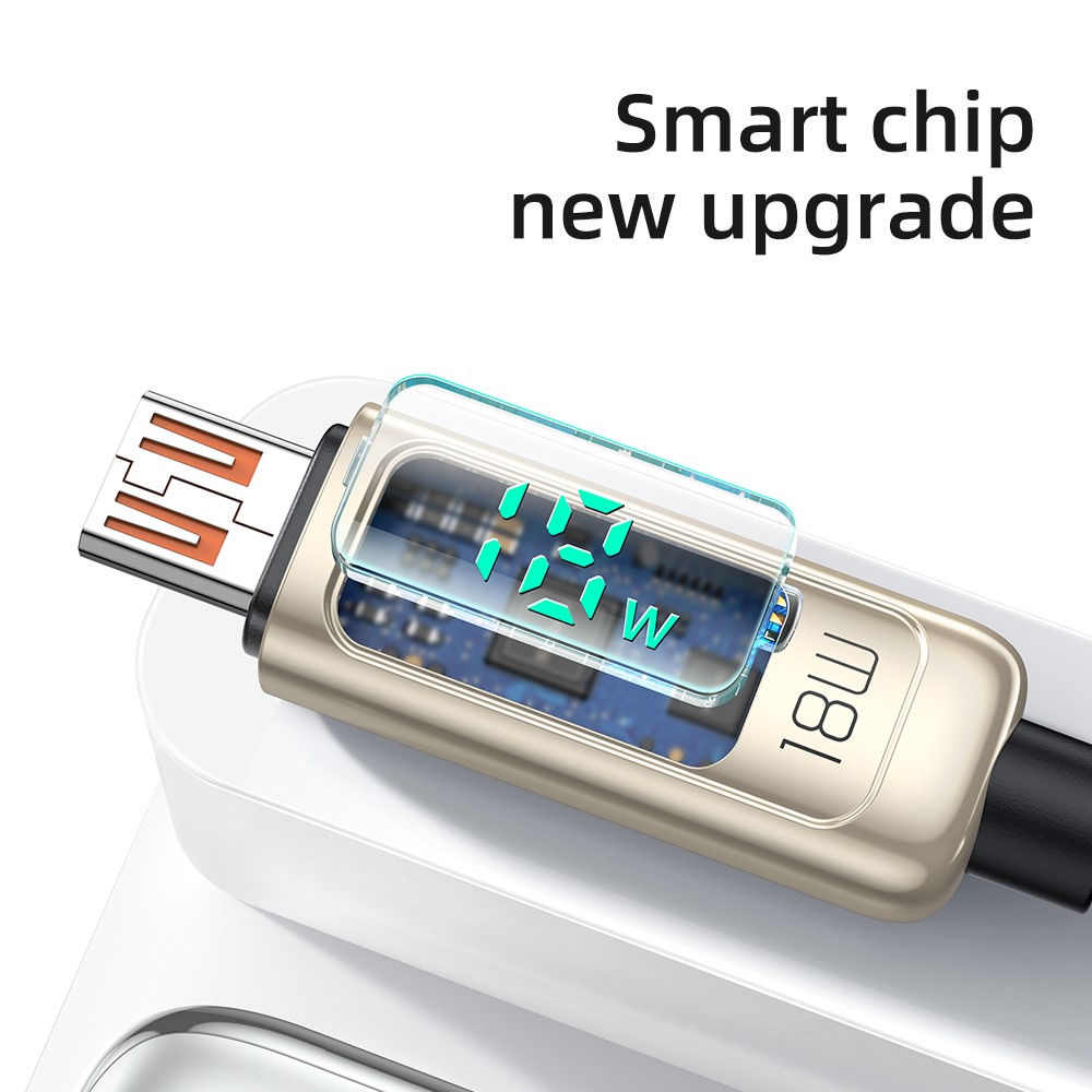 MCDODO MDD CA-748 1.2m Digital Display Micro USB 3A Quick Charger Data Cable Fast Charging Data Cord for Samsung - Silver-4