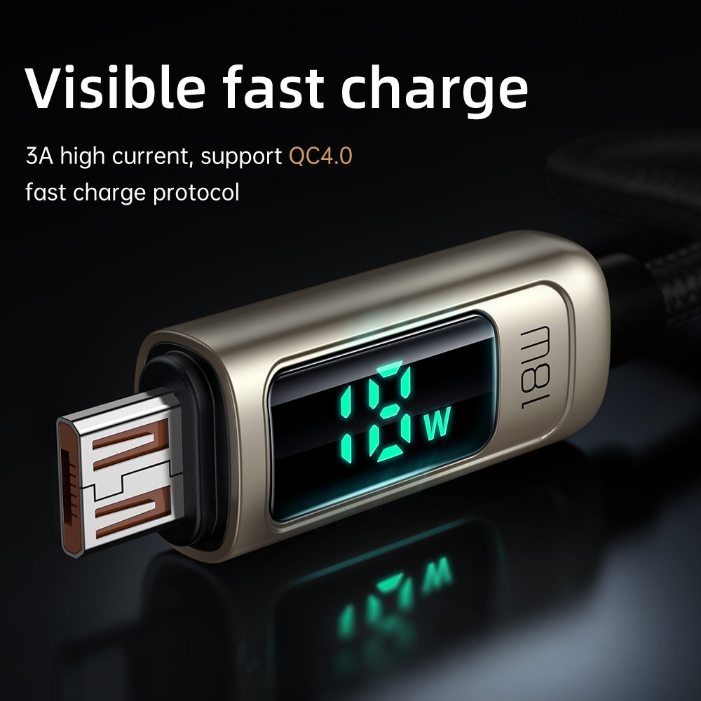 MCDODO MDD CA-748 1.2m Digital Display Micro USB 3A Quick Charger Data Cable Fast Charging Data Cord for Samsung - Silver-5