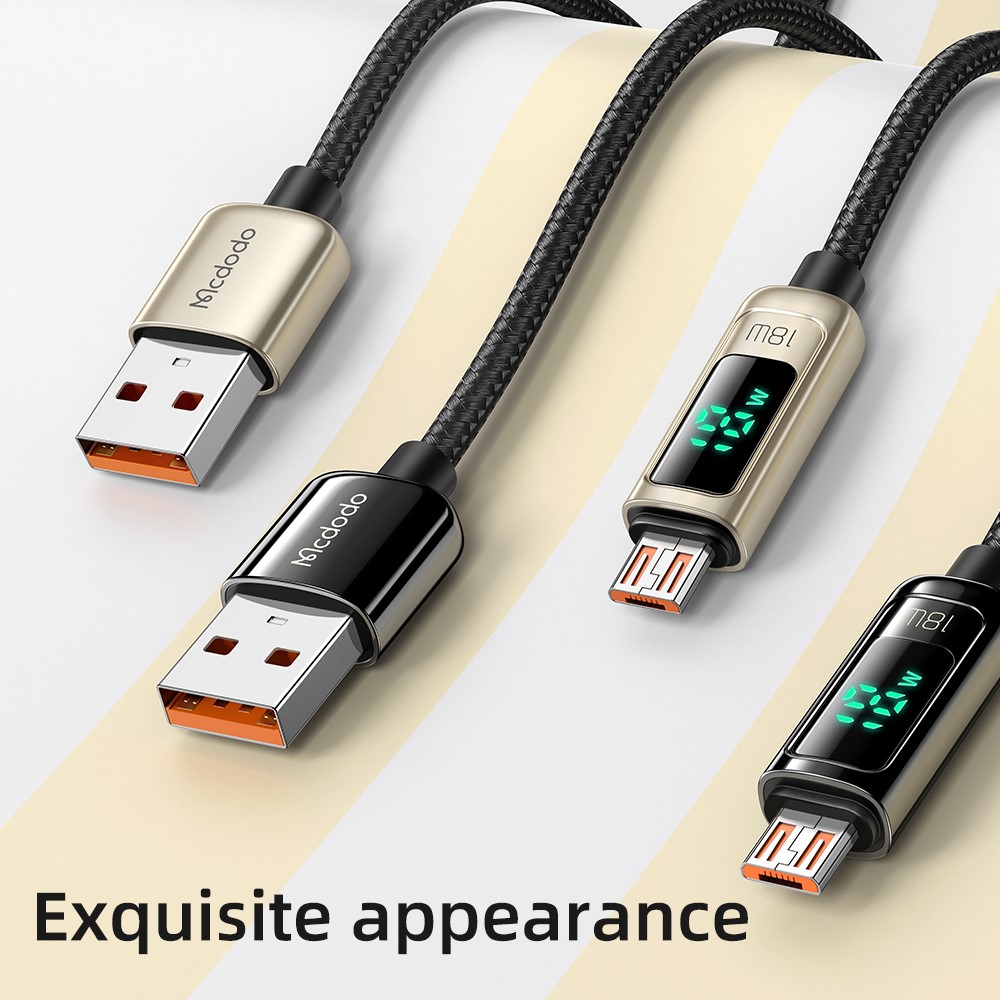 MCDODO MDD CA-748 1.2m Digital Display Micro USB 3A Quick Charger Data Cable Fast Charging Data Cord for Samsung - Silver-6