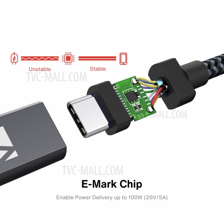 IvanKy VBD04 2M USB-C 3.1 GEN 2 Câble 60W Chargement Rapide Nylon Tressé Support De Cordon 4K Sortie Vidéo Pour MacBook Chromebook Pixel-8