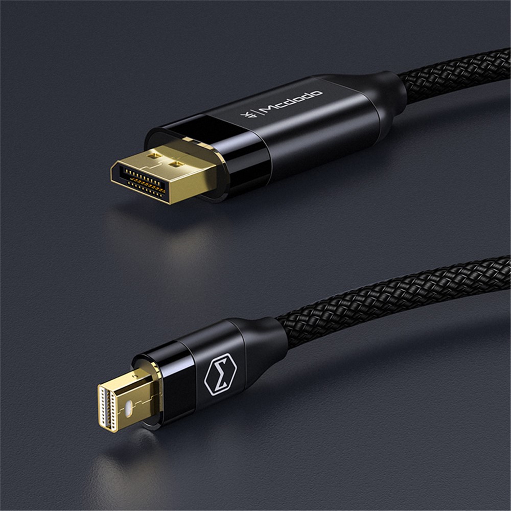MCDODO CA-8150 MDD 2m Braided Gold Plated Mini DisplayPort Cable 4K 60Hz Mini DP to DP Video Audio Adapter Cord Wire for HDTV-3