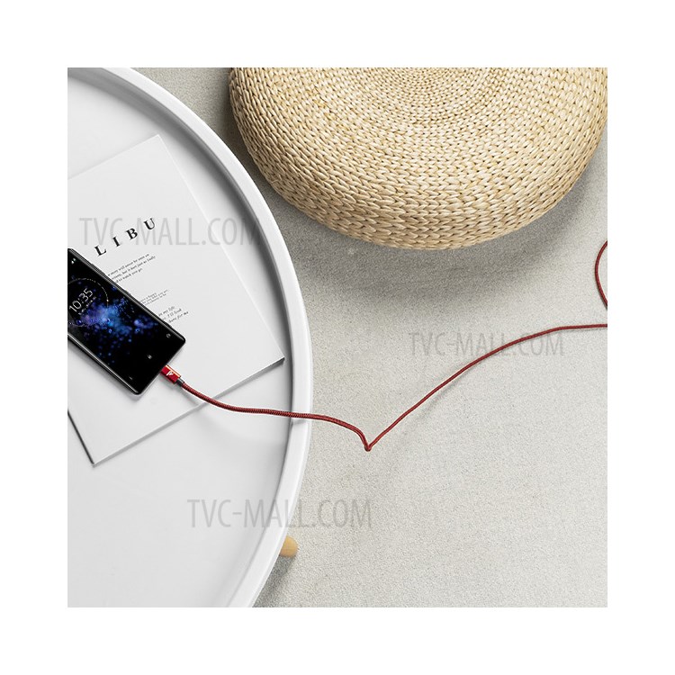 RAMPOW RAD15 60W USB 2.0 USB-C to USB-C Fast Charging Cable Nylon Braided Cord 1m - Red/Black-9