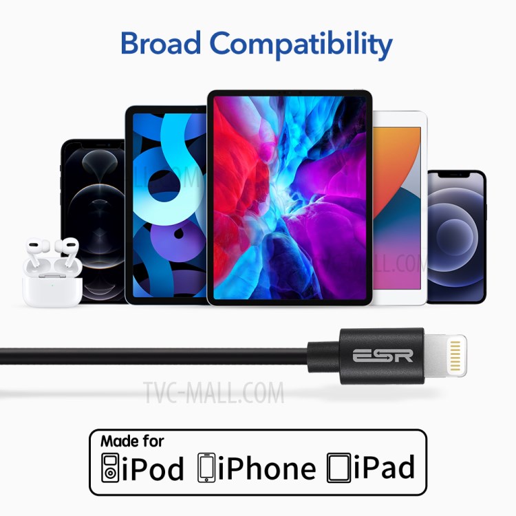 ESR 1.2m High Life Span TPE Lightning Charging Cable with MFi Certificate-2
