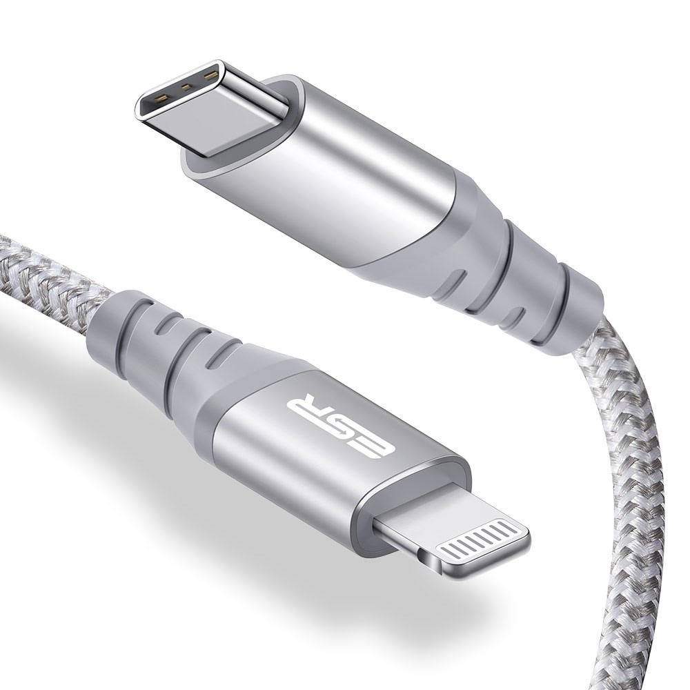 ESR 1m USB-C to Lightning Braided Nylon Cable with MFi Certificate - White-10