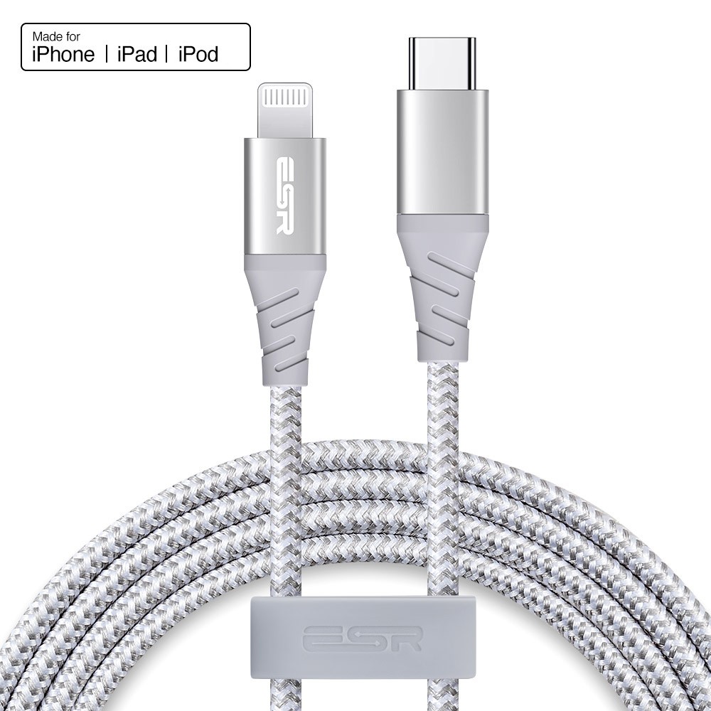 ESR 1m USB-C to Lightning Braided Nylon Cable with MFi Certificate - White-11