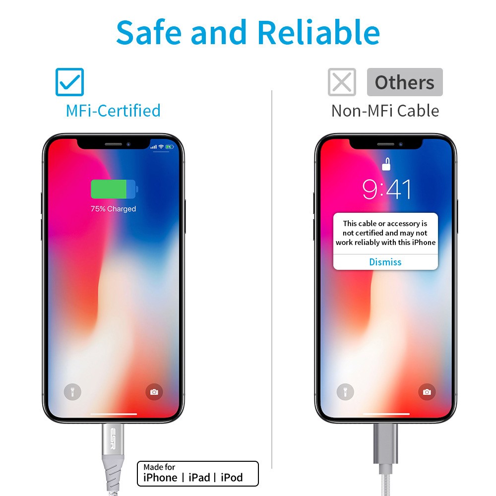 ESR 1m USB-C to Lightning Braided Nylon Cable with MFi Certificate - White-4