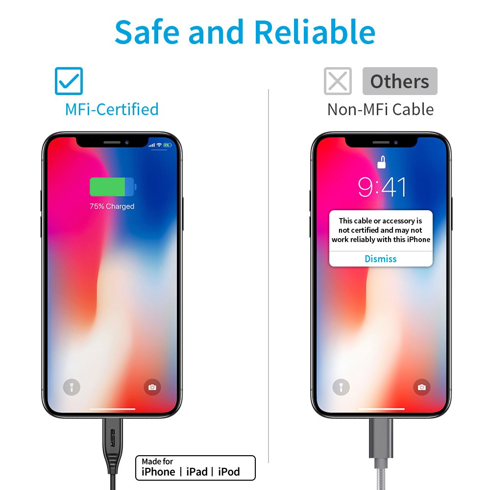 ESR 1m USB-C to Lightning Standard TPE Cable with MFi Certificate - Black-4