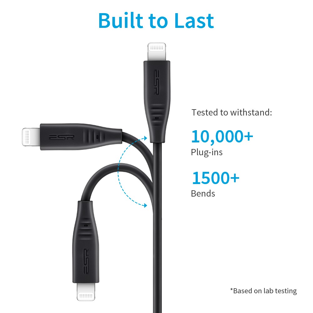 ESR 1m USB-C to Lightning Standard TPE Cable with MFi Certificate - Black-6