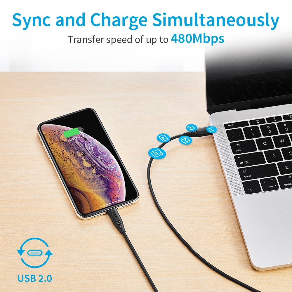 ESR 1m USB-C to Lightning Standard TPE Cable with MFi Certificate - Black-8