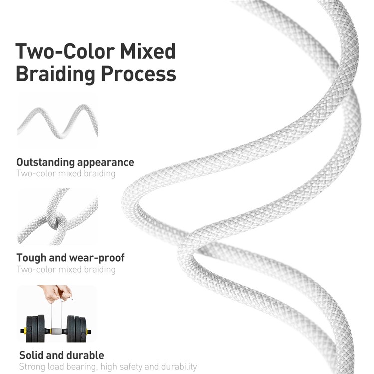Baseus 2m Serie Dinámica Datos de Carga Rápida Cable Tipo-c a ip 20W 2.4A Cable de Cargador - Blanco-3