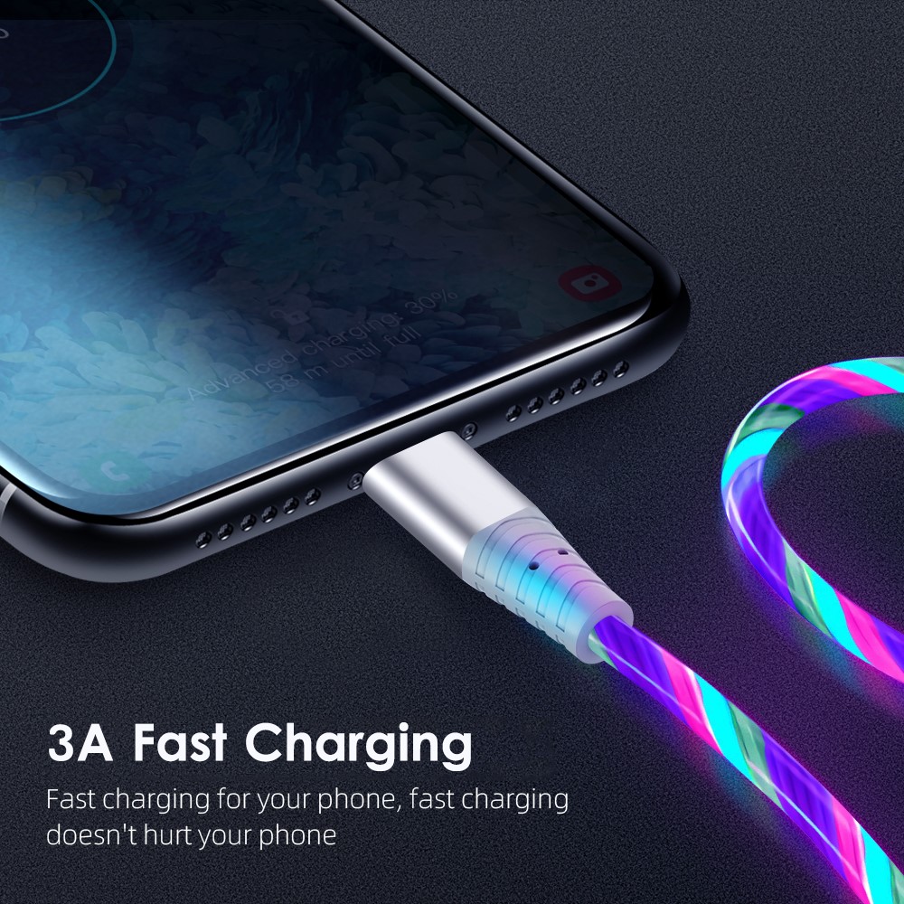 Luminous LED Light 3A Fast Charging Cable Micro USB Cell Phone Cable 1m Data Cable Charging Cord - Multi-color-4