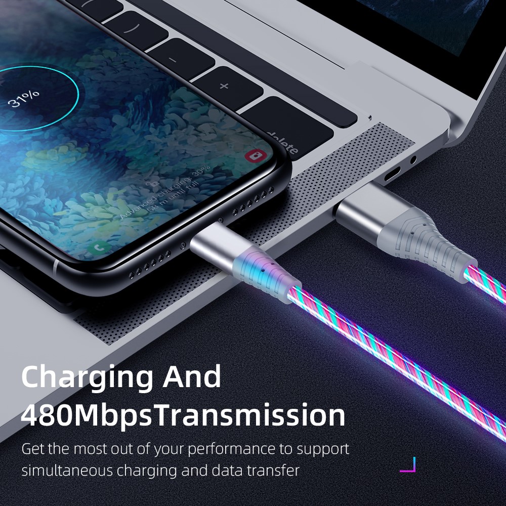 Luminous LED Light 3A Fast Charging Cable Micro USB Cell Phone Cable 1m Data Cable Charging Cord - Multi-color-6