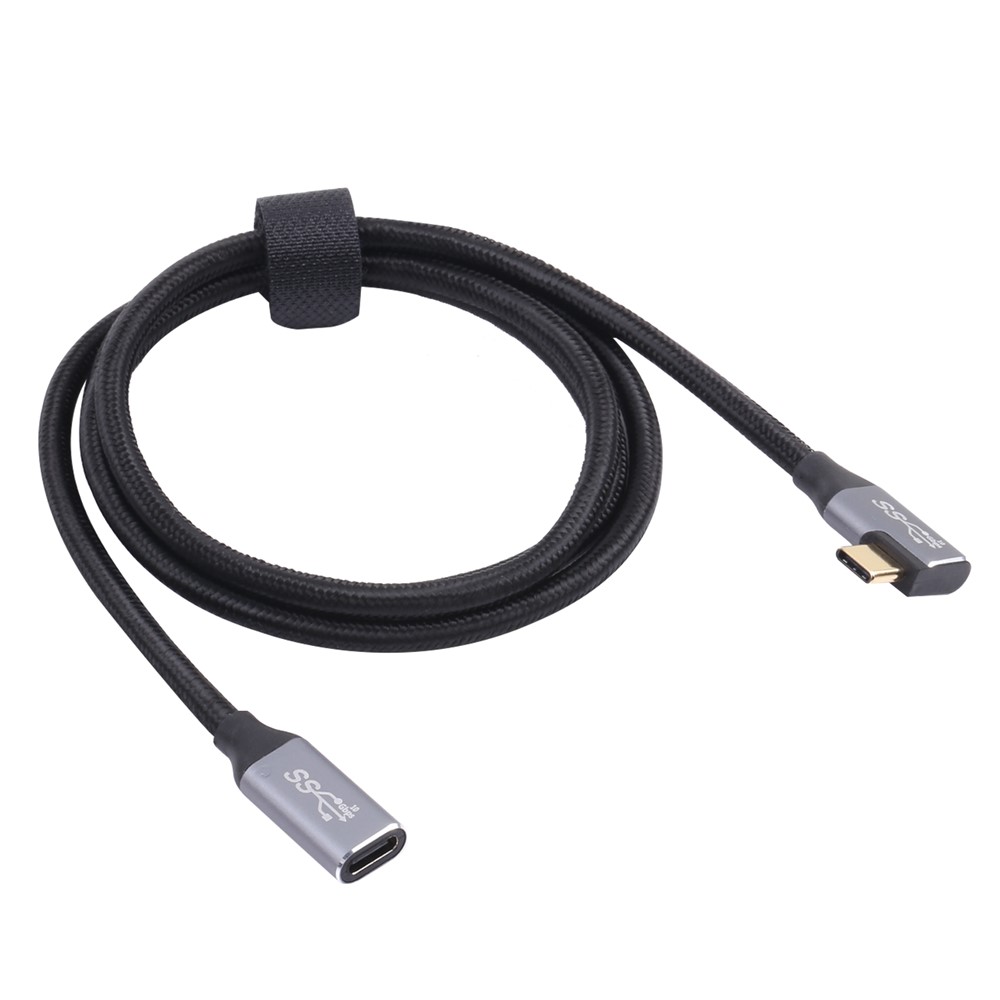 2m 10Gbps Nylon Braided Type-C Cable Elbow Male to Type-C Female Data Transfer Cable Extension Cord-1