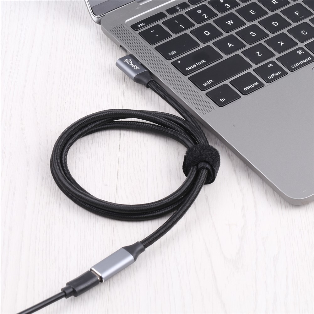 1m Type-C Elbow Male to Type-C Female Cable 10Gbps Nylon Braided Transfer Data Cable-4