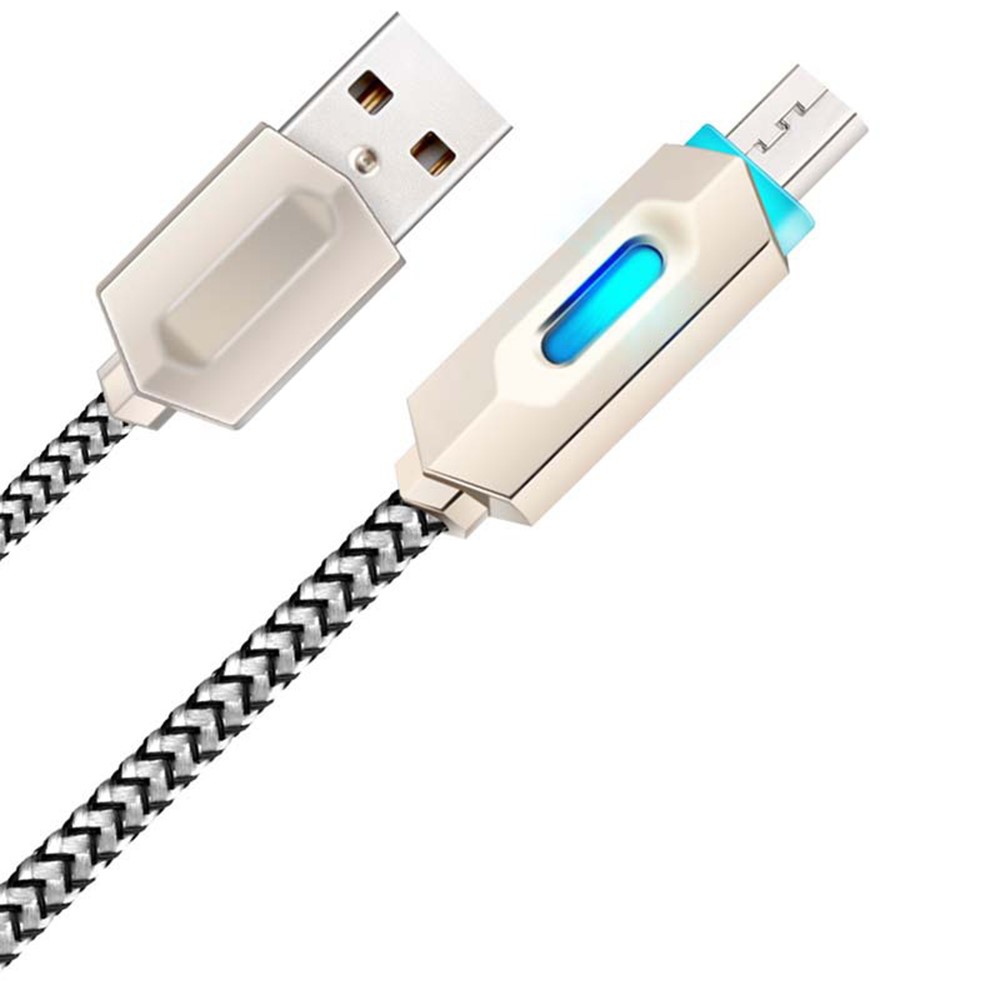 1m Type-C 2A Fast Charging Mobile Phone Charging Cable Zinc Alloy Plug Cord with LED Light-3