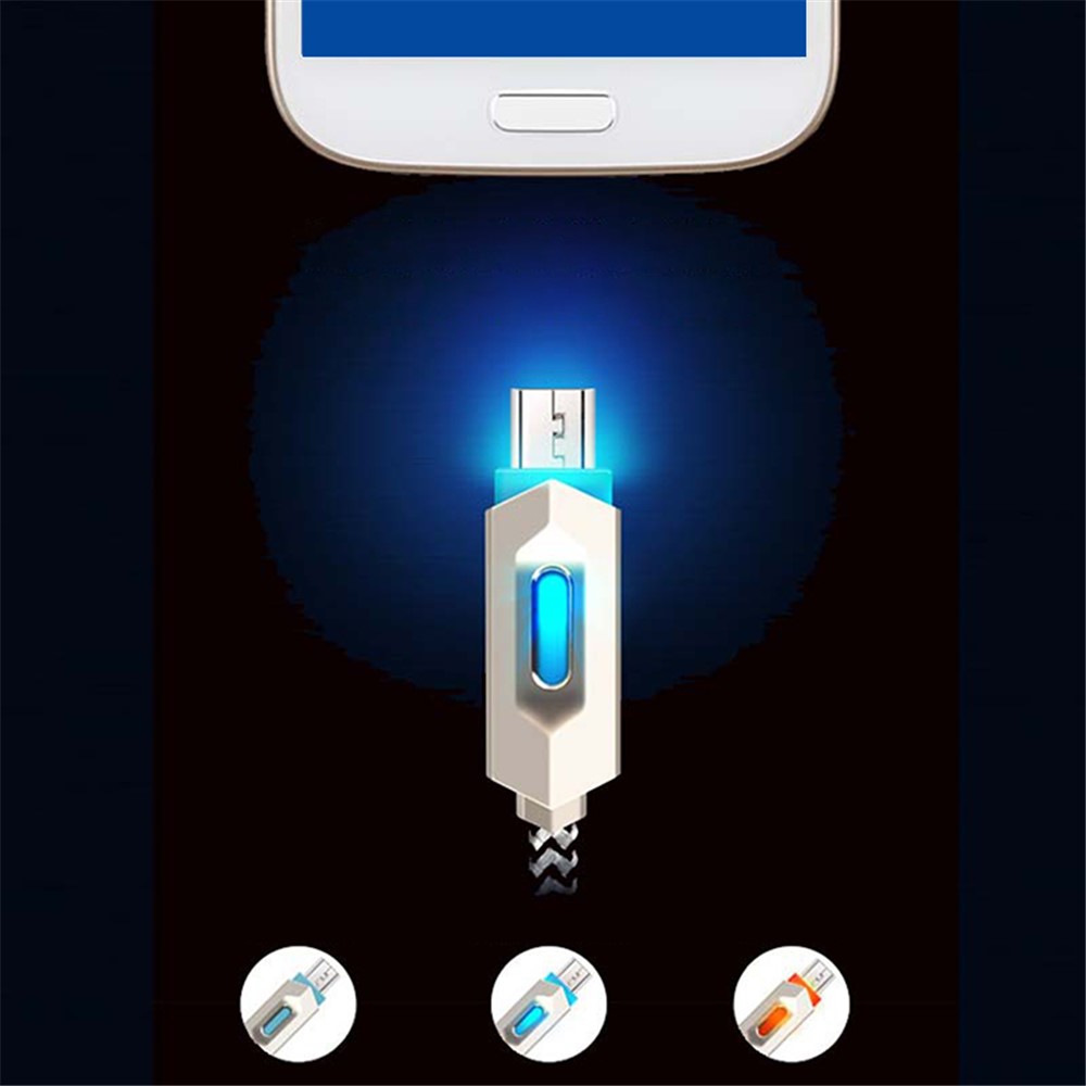 1m Type-C 2A Fast Charging Mobile Phone Charging Cable Zinc Alloy Plug Cord with LED Light-4