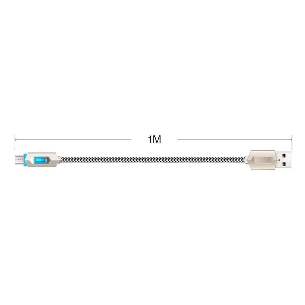 1m Type-C 2A Fast Charging Mobile Phone Charging Cable Zinc Alloy Plug Cord with LED Light-6